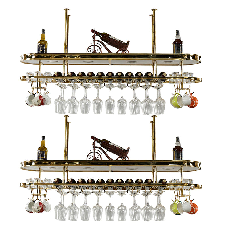 Stainless Steel Wine Rack Modern Style Hanging Wine Rack Holder in Gold