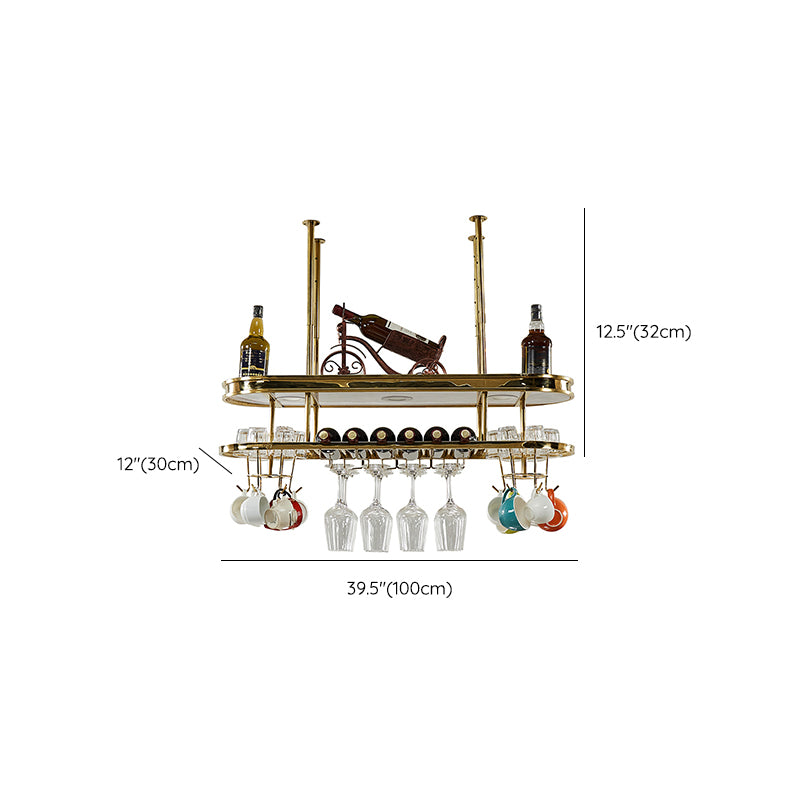 Stainless Steel Wine Rack Modern Style Hanging Wine Rack Holder in Gold