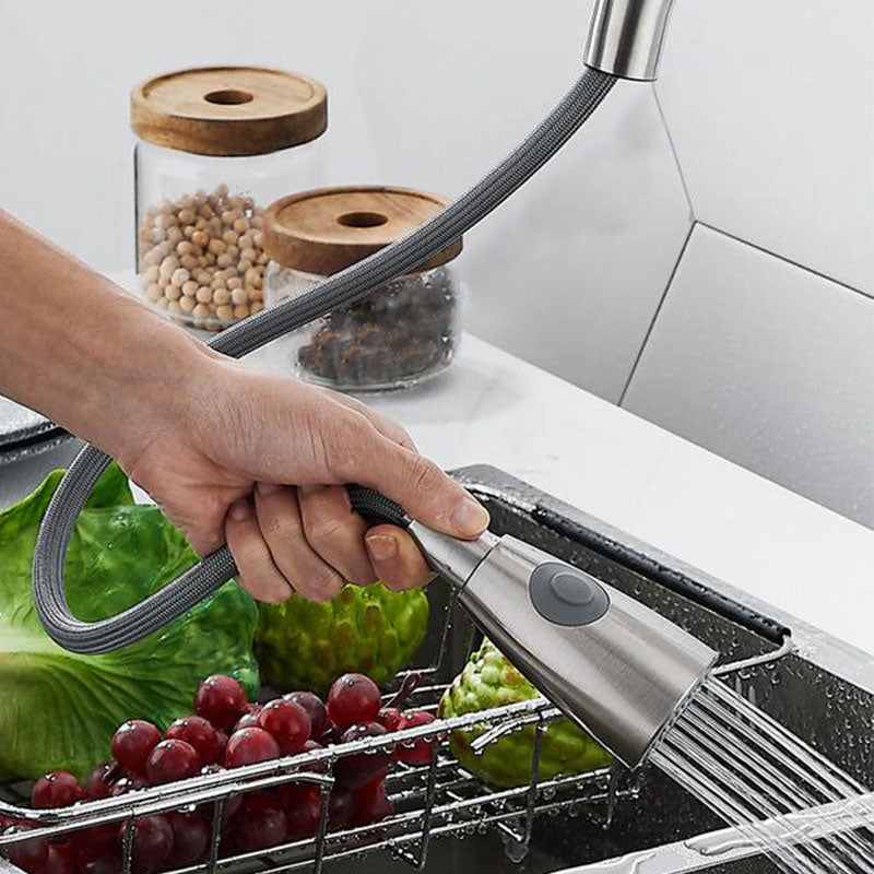 1-Hole Kitchen Faucet Pull down Sprayer Kitchen Faucet with Single Lever Handle