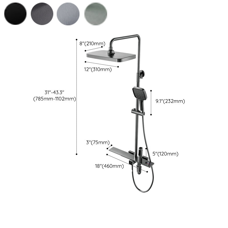 Waterfall Shower Set Square Wall Mount Copper Knob Handle Shower System with Shower Hose