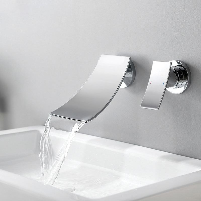 Waterfall Spout Bathroom Faucet Single Handle Wall Mounted Faucet