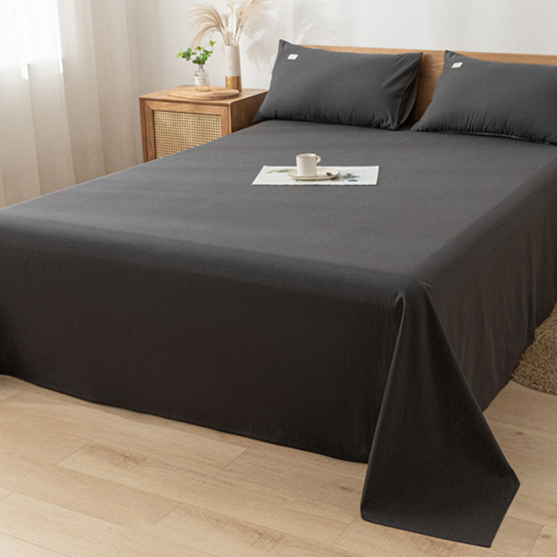 Solid Color Breathable Bed Sheet Twill Polyester Fade Resistant Sheet