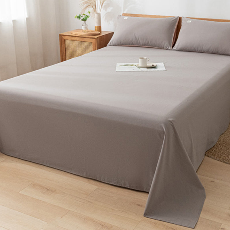Solid Color Breathable Bed Sheet Twill Polyester Fade Resistant Sheet