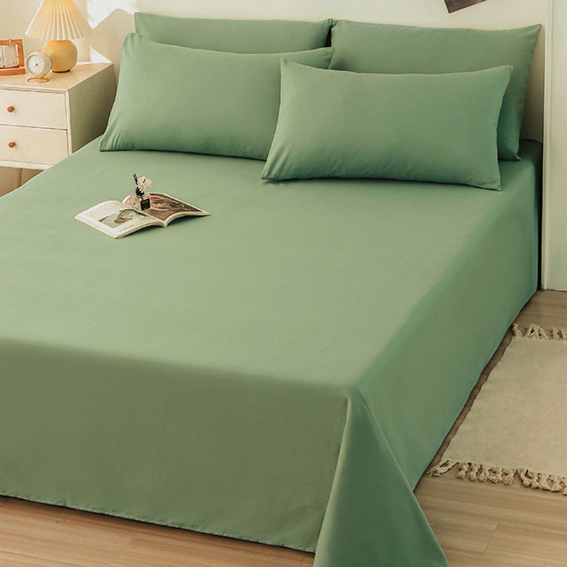 Solid Color Breathable Bed Sheet Twill Polyester Fade Resistant Sheet
