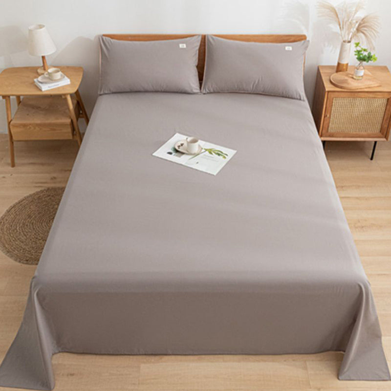 Solid Color Breathable Bed Sheet Twill Polyester Fade Resistant Sheet