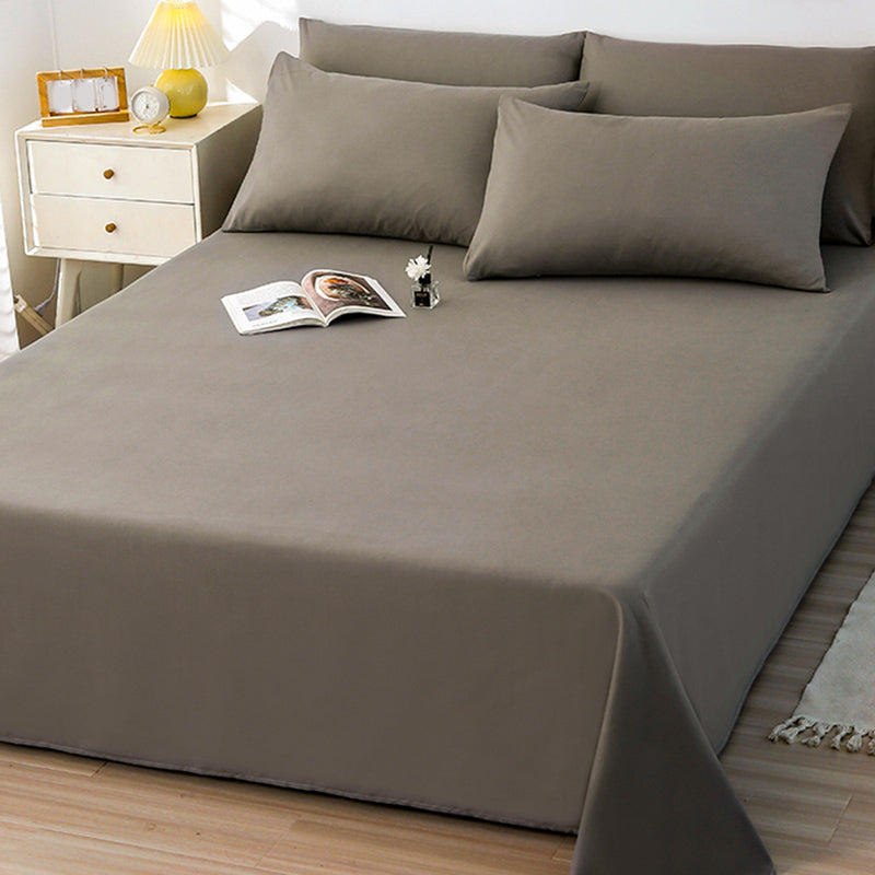 Solid Color Breathable Bed Sheet Twill Polyester Fade Resistant Sheet