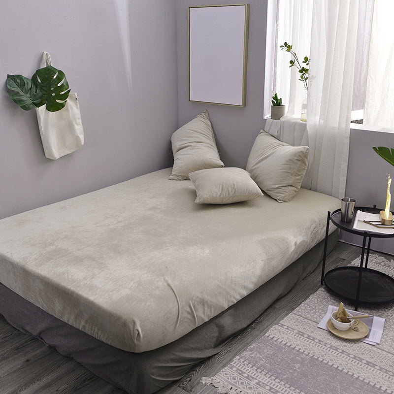 Fade Resistant Bed Sheet Solid Color Non-Pilling Polyester Fitted Sheet