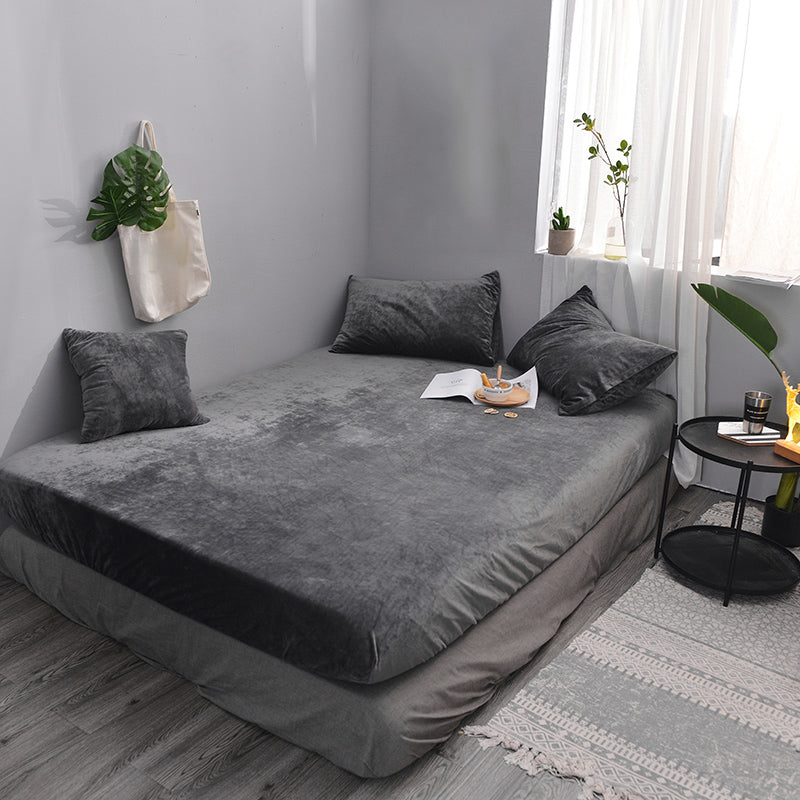 Fade Resistant Bed Sheet Solid Color Non-Pilling Polyester Fitted Sheet