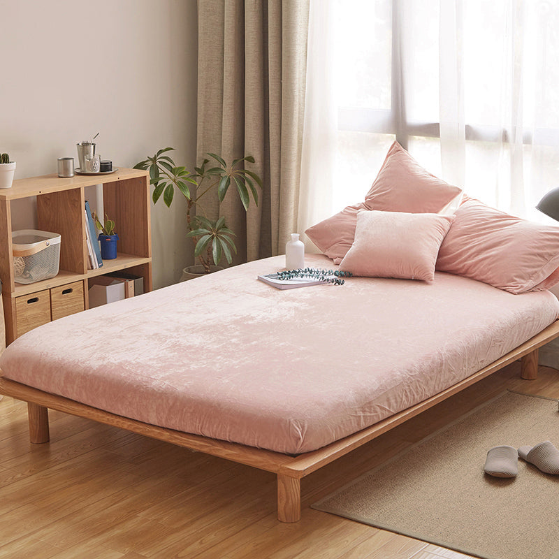 Fade Resistant Bed Sheet Solid Color Non-Pilling Polyester Fitted Sheet