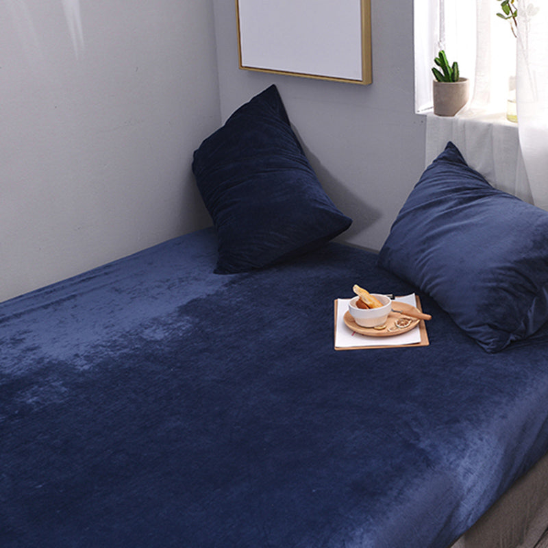 Fade Resistant Bed Sheet Solid Color Non-Pilling Polyester Fitted Sheet