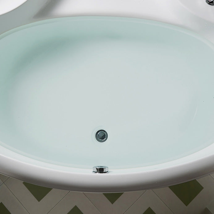 Modern Corner Bathtub Acrylic Soaking Back to Wall Center-Back Bath