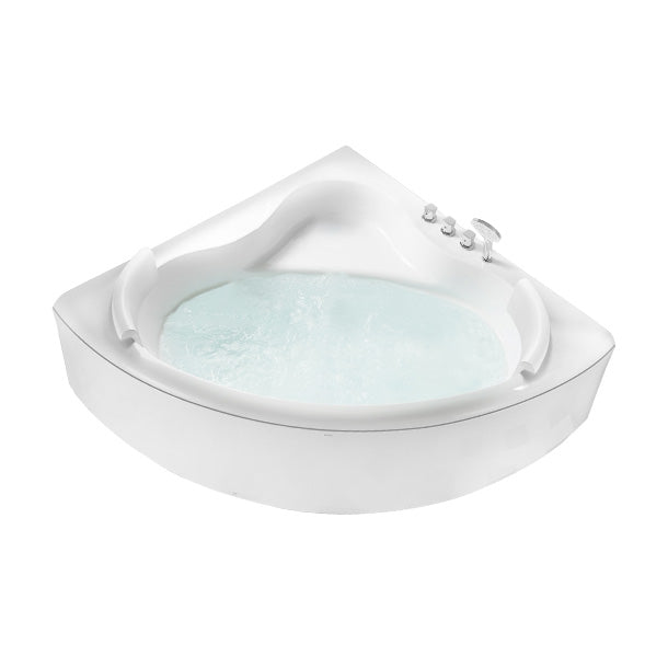 Modern Corner Bathtub Acrylic Soaking Back to Wall Center-Back Bath