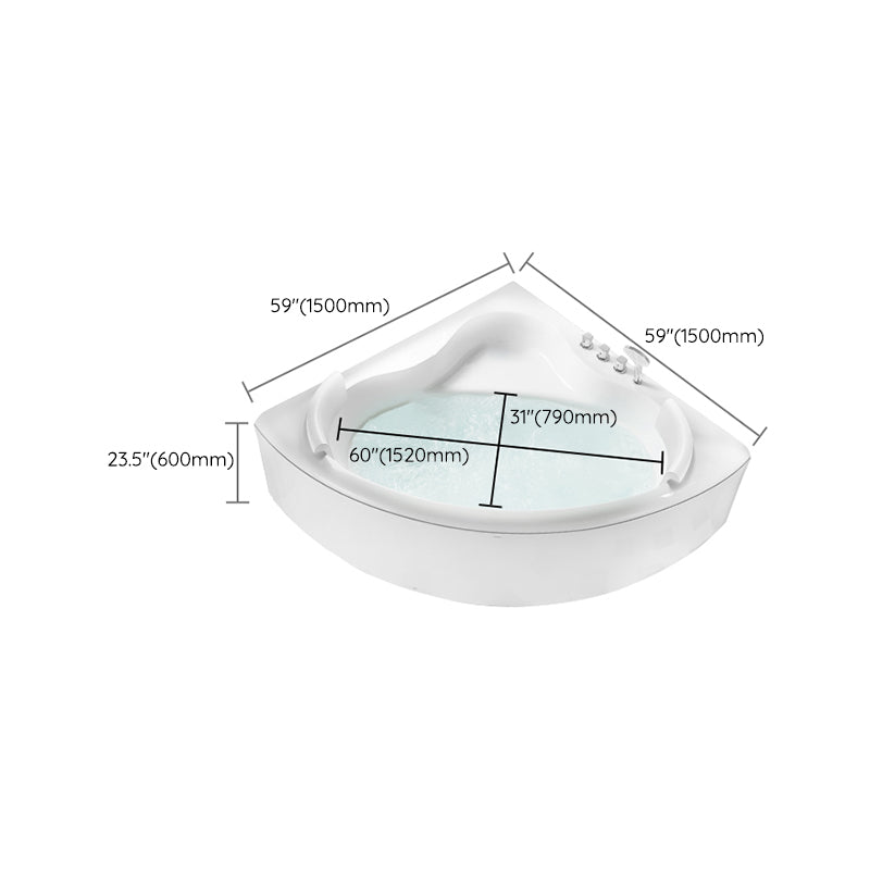 Modern Corner Bathtub Acrylic Soaking Back to Wall Center-Back Bath