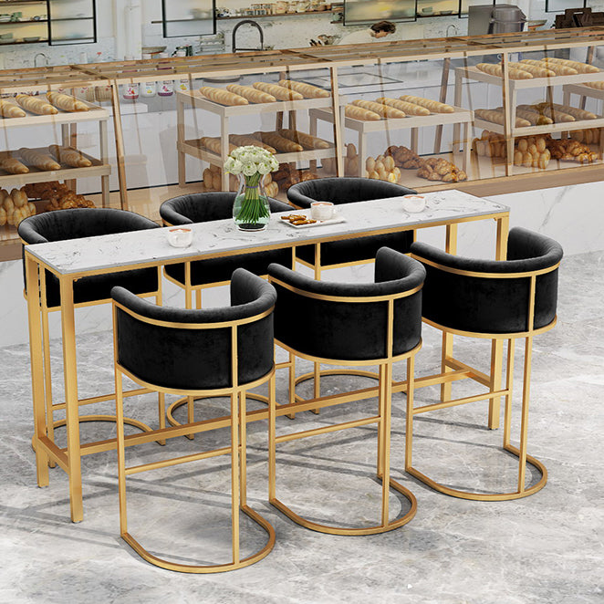Upholstered Dining Stools Low Back Bar Stools with Metal Base