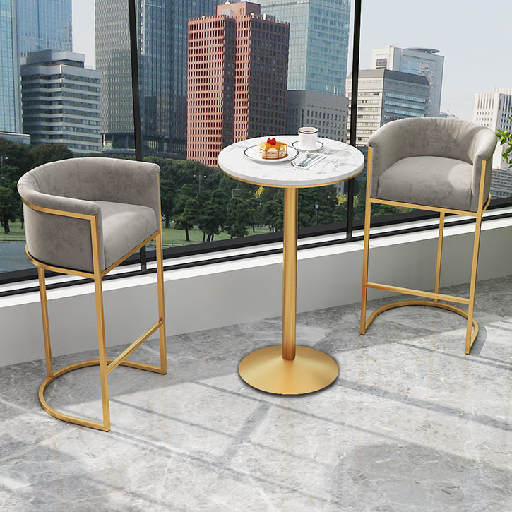 Upholstered Dining Stools Low Back Bar Stools with Metal Base