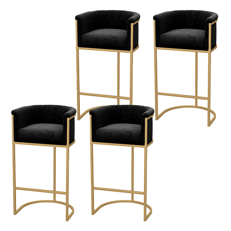 Upholstered Dining Stools Low Back Bar Stools with Metal Base