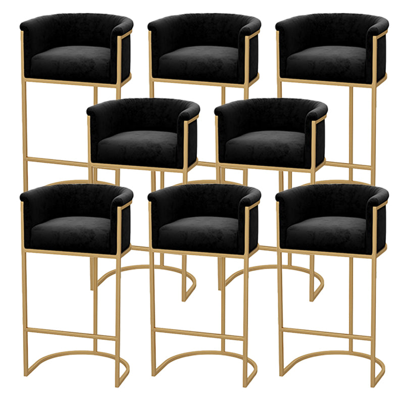 Upholstered Dining Stools Low Back Bar Stools with Metal Base