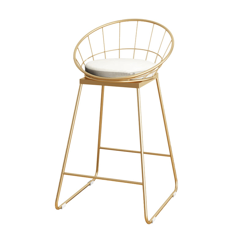 Upholstered Dining Stools Low Back Bar Stools with Metal Base