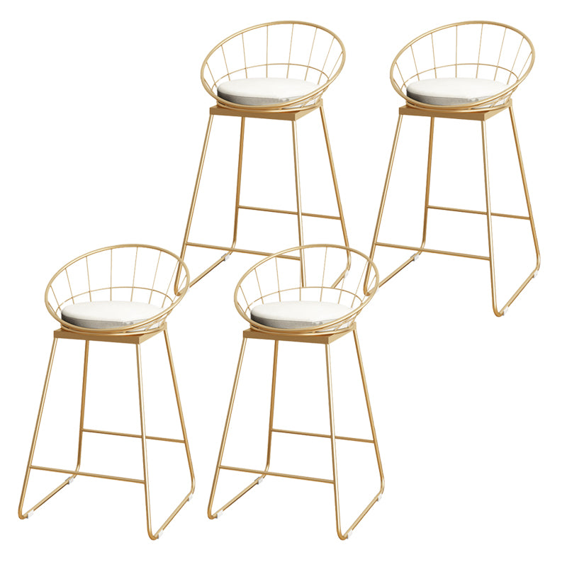 Upholstered Dining Stools Low Back Bar Stools with Metal Base