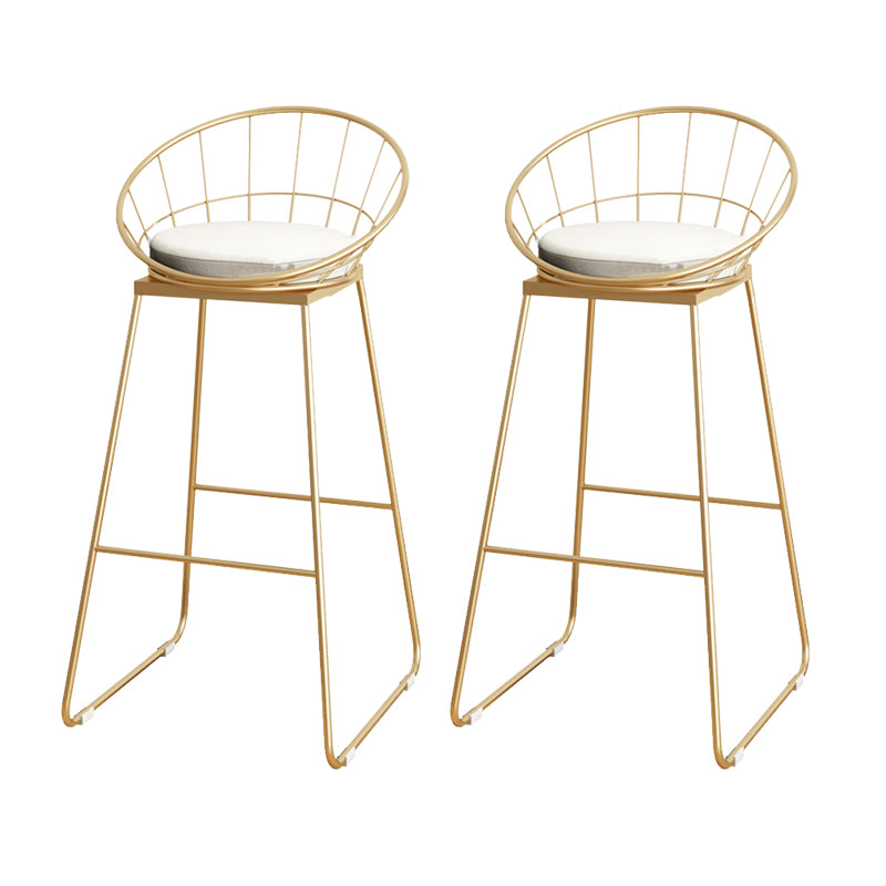 Upholstered Dining Stools Low Back Bar Stools with Metal Base