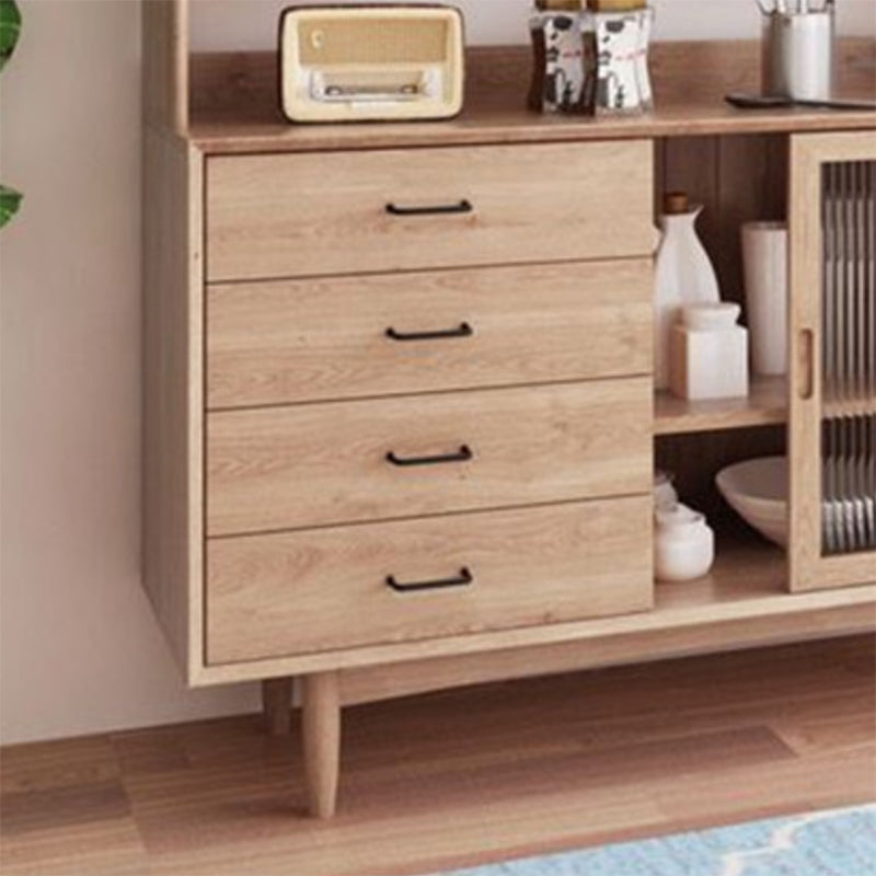 Contemporary Display Stand Solid Wood Glass Doors Dining Hutch