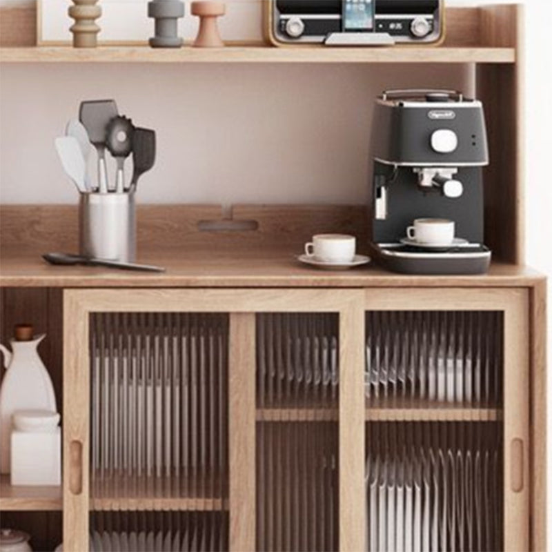 Contemporary Display Stand Solid Wood Glass Doors Dining Hutch