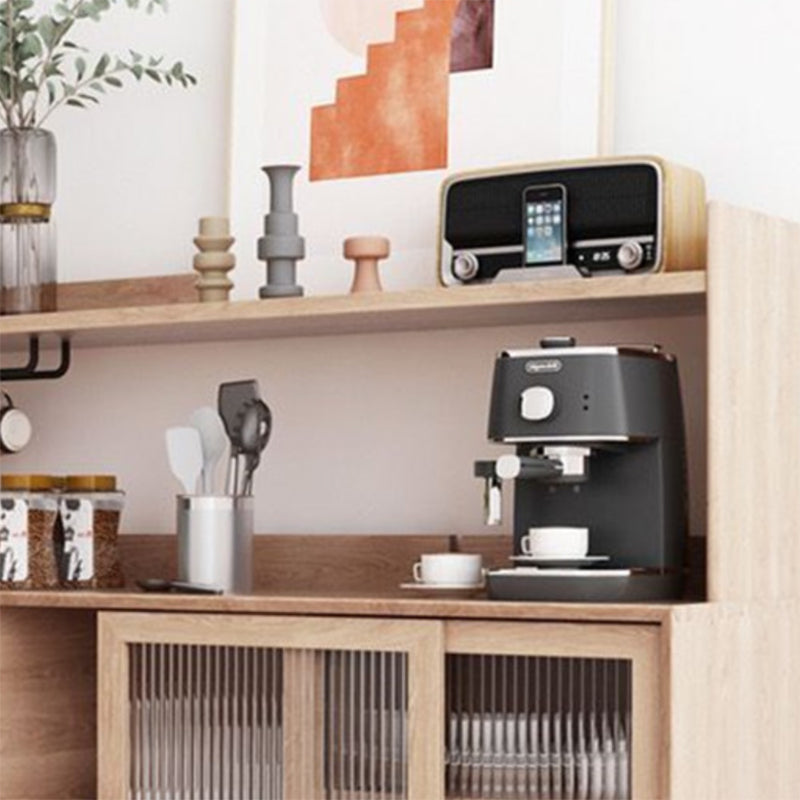 Contemporary Display Stand Solid Wood Glass Doors Dining Hutch