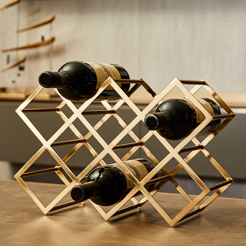 Countertop Wine Rack Glam Metal Wine Bottle Rack for Living Room