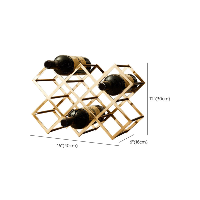 Countertop Wine Rack Glam Metal Wine Bottle Rack for Living Room