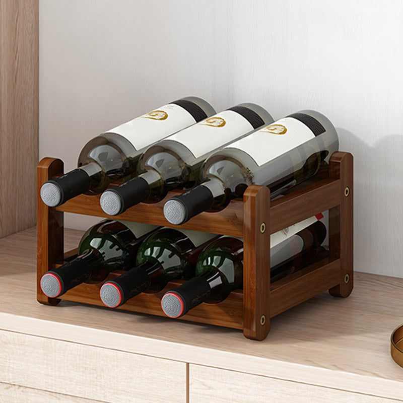 Modern Countertop Wine Rack Solid Wood Wine Bottle Rack for Home