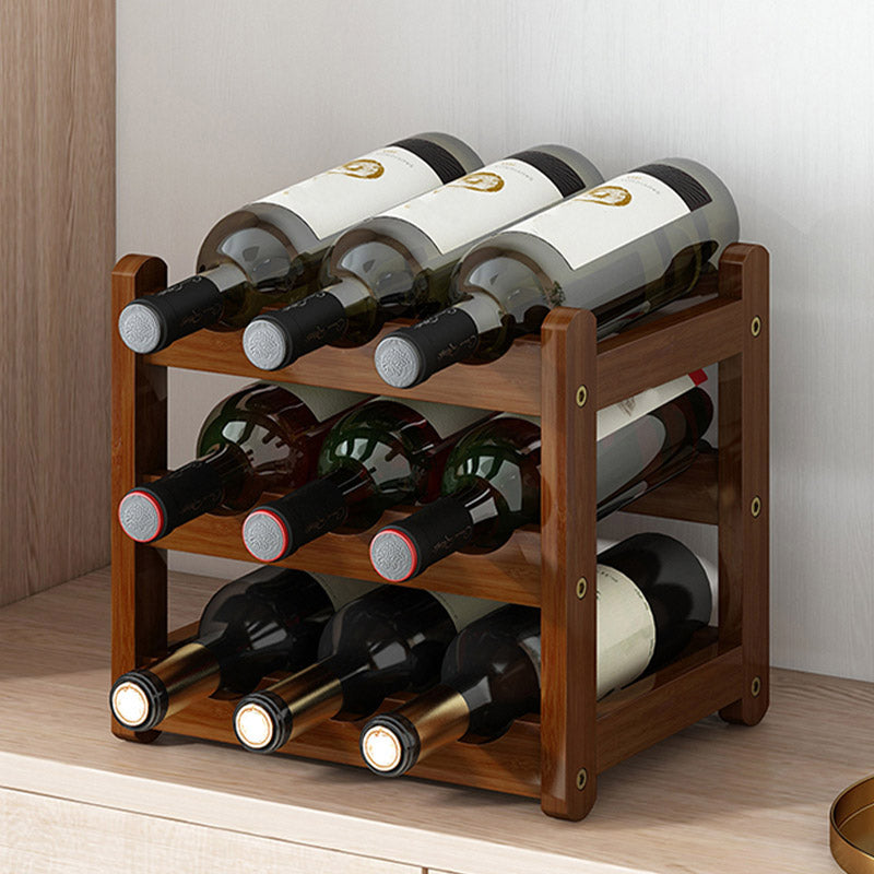 Modern Countertop Wine Rack Solid Wood Wine Bottle Rack for Home