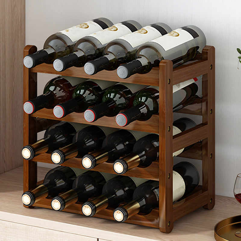 Modern Countertop Wine Rack Solid Wood Wine Bottle Rack for Home