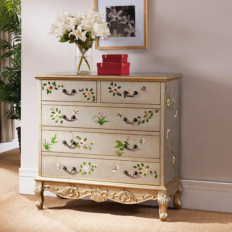 Classic Glam Storage Chest Solid Wood Storage Chest Dresser with 5 Drawers
