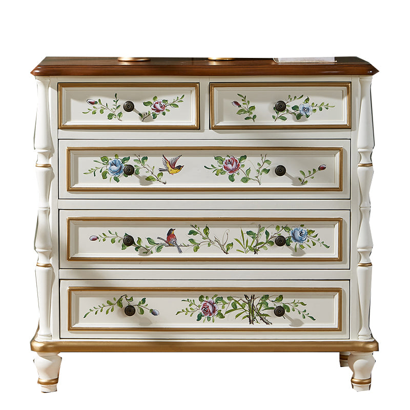 Classic Glam Storage Chest Solid Wood Storage Chest Dresser with 5 Drawers