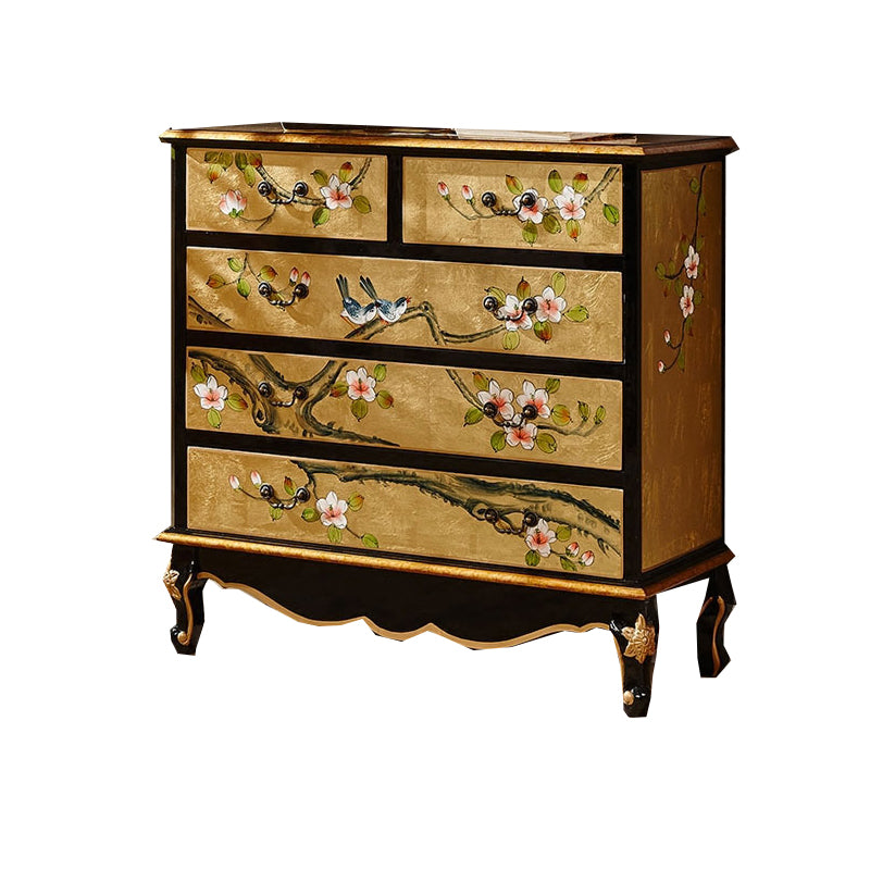 Classic Glam Storage Chest Solid Wood Storage Chest Dresser with 5 Drawers
