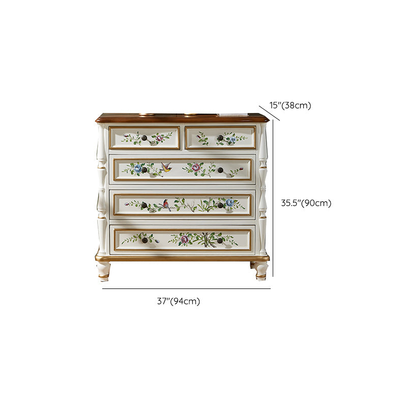 Classic Glam Storage Chest Solid Wood Storage Chest Dresser with 5 Drawers
