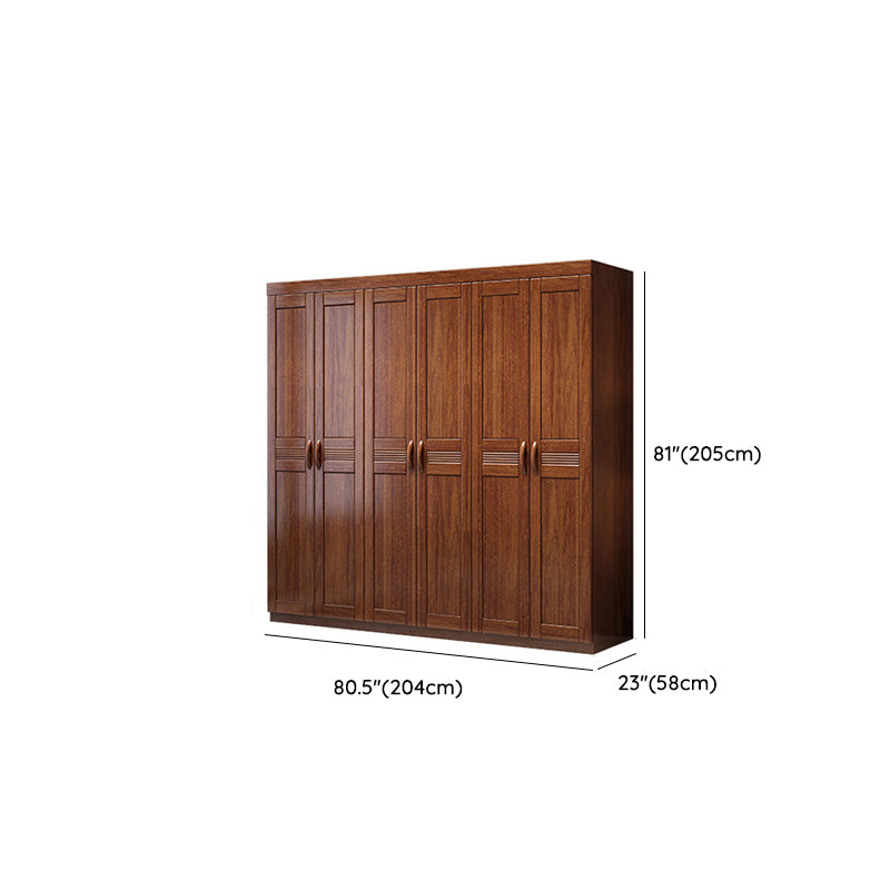 Brown Walnut Solid Wood Wardrobe Traditional Freestanding Wardrobe Armoire