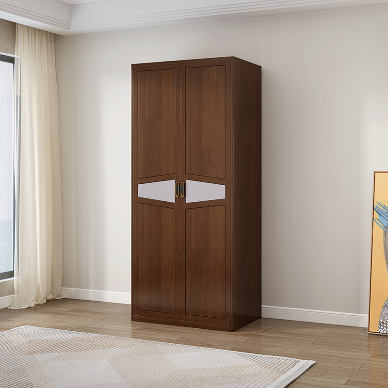 Freestanding Solid Wood Frame Wardrobe Traditional Wardrobe with Shelves