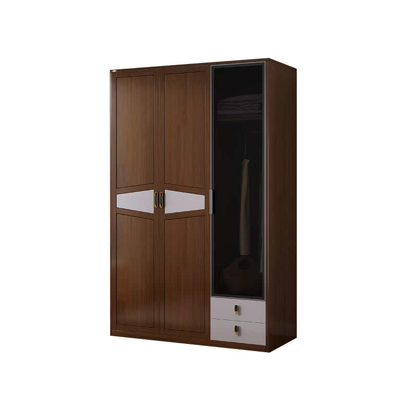Freestanding Solid Wood Frame Wardrobe Traditional Wardrobe with Shelves