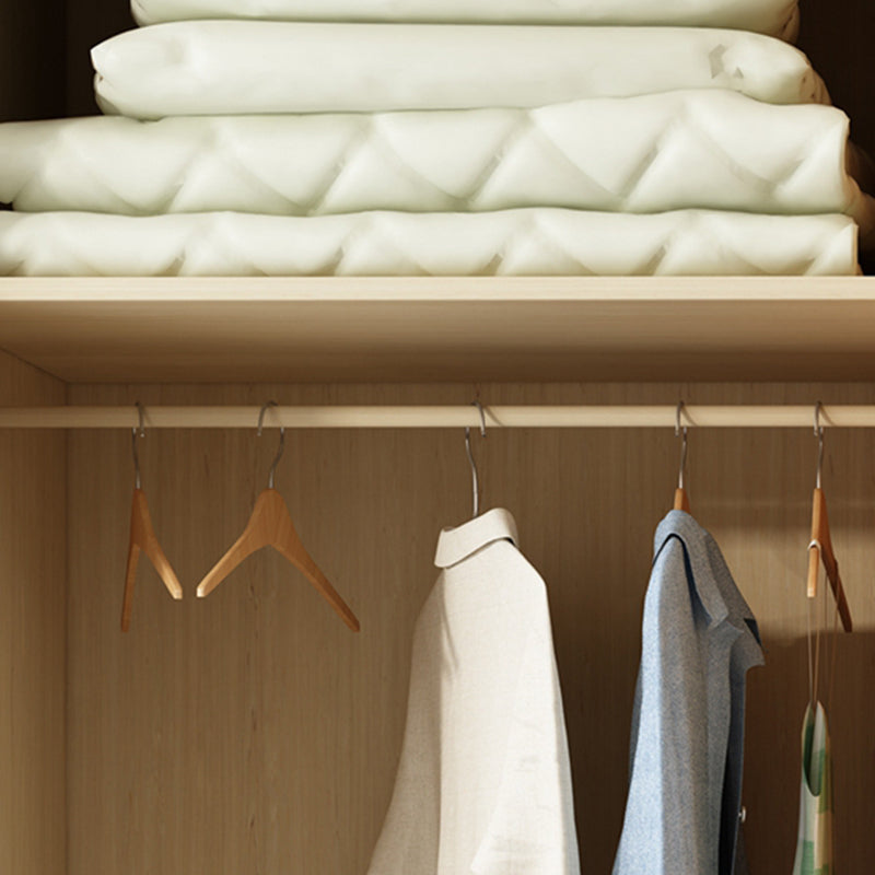 Freestanding Solid Wood Frame Wardrobe Traditional Wardrobe with Shelves