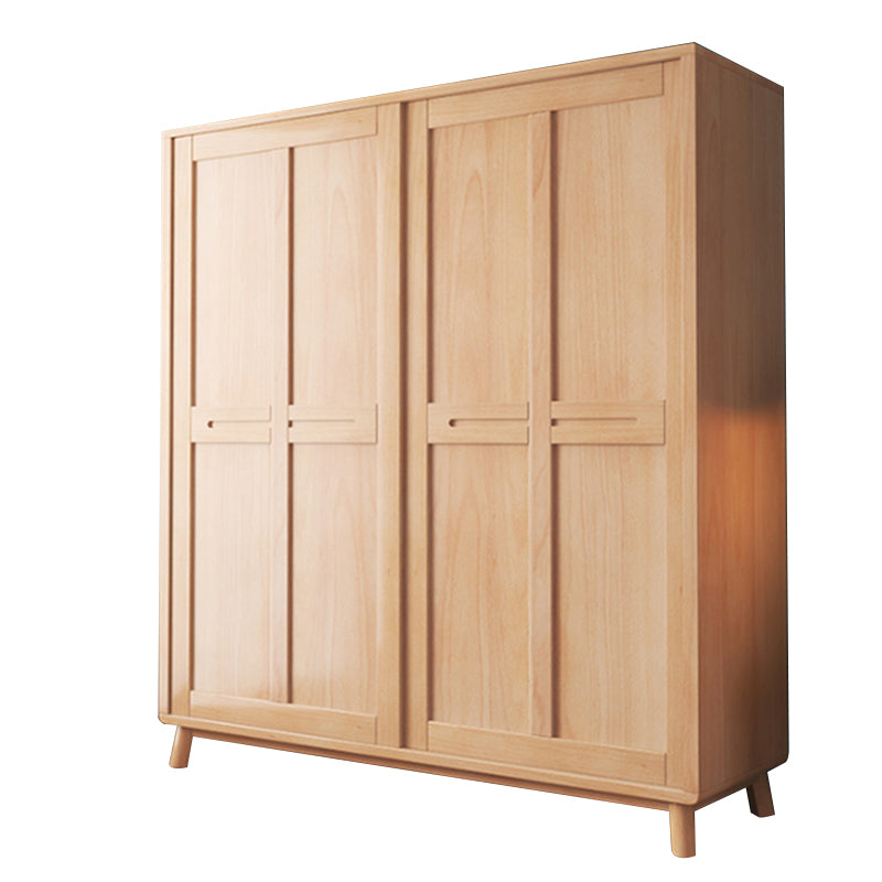 Traditional Rubberwood Solid Wood Frame Wardrobe Freestanding Wardrobe with Legs