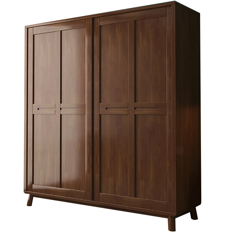 Traditional Rubberwood Solid Wood Frame Wardrobe Freestanding Wardrobe with Legs