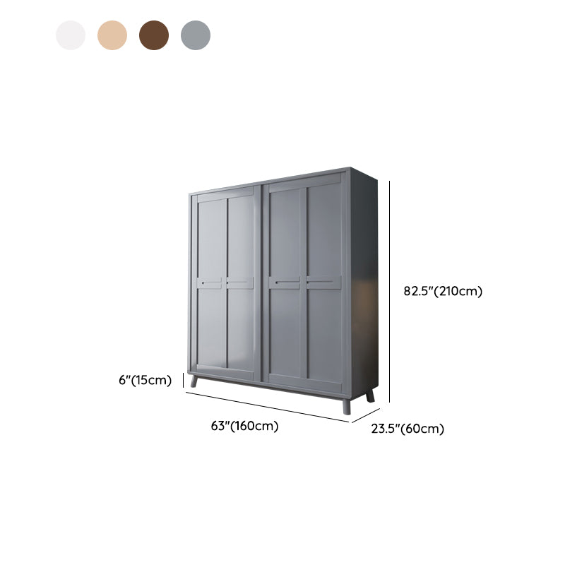 Traditional Rubberwood Solid Wood Frame Wardrobe Freestanding Wardrobe with Legs