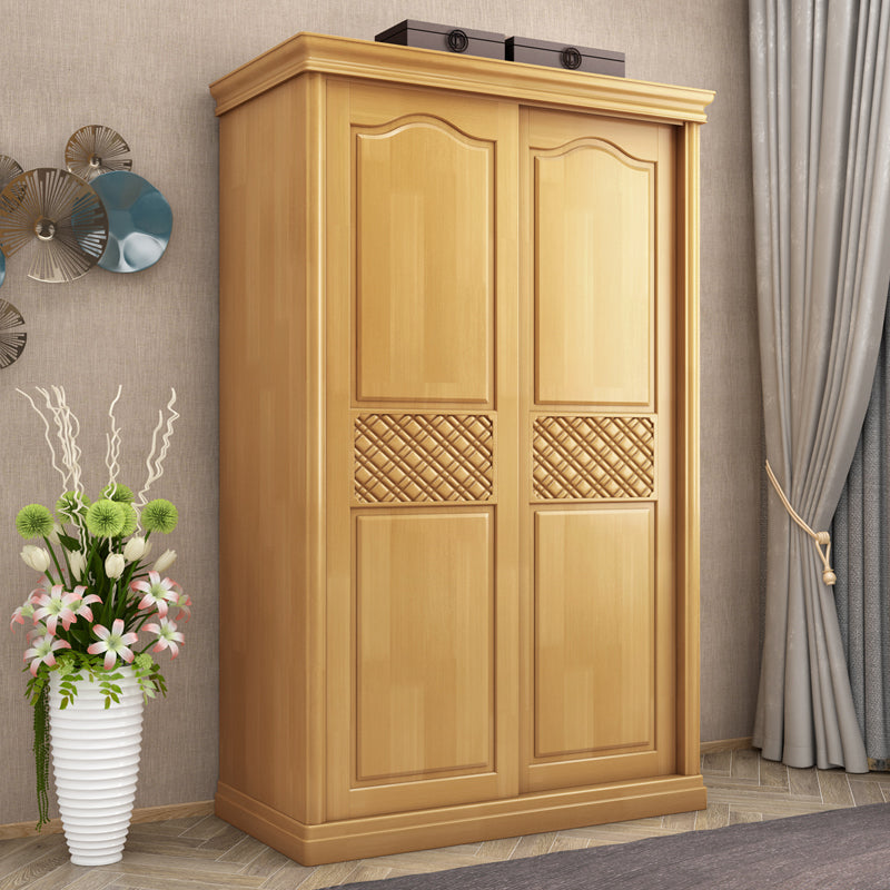 Traditional Solid Wood Wardrobe Freestanding Wardrobe Armoire with Shelves