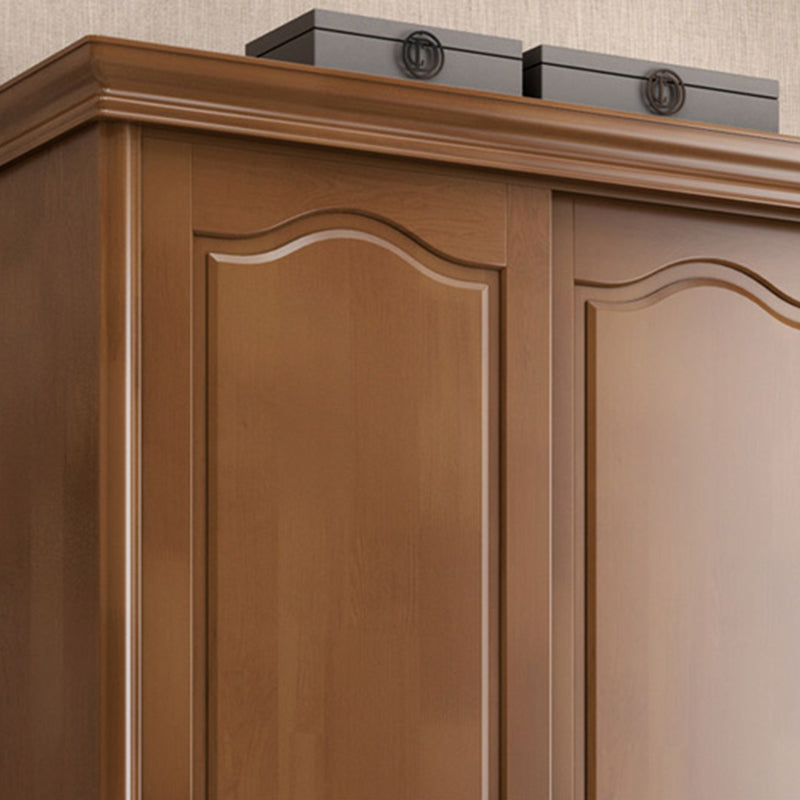 Traditional Solid Wood Wardrobe Freestanding Wardrobe Armoire with Shelves