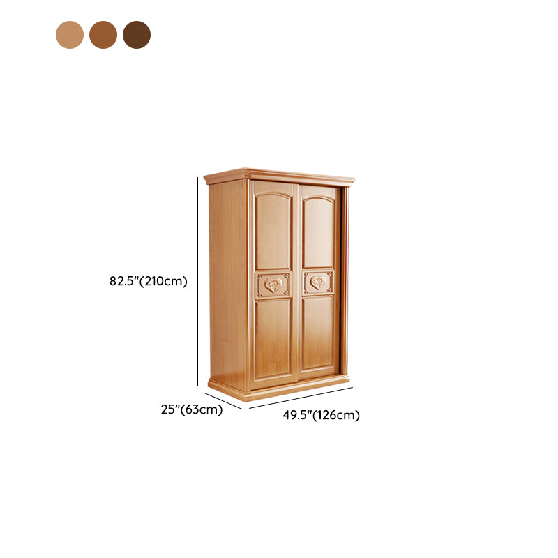 Traditional Solid Wood Wardrobe Freestanding Wardrobe Armoire with Shelves