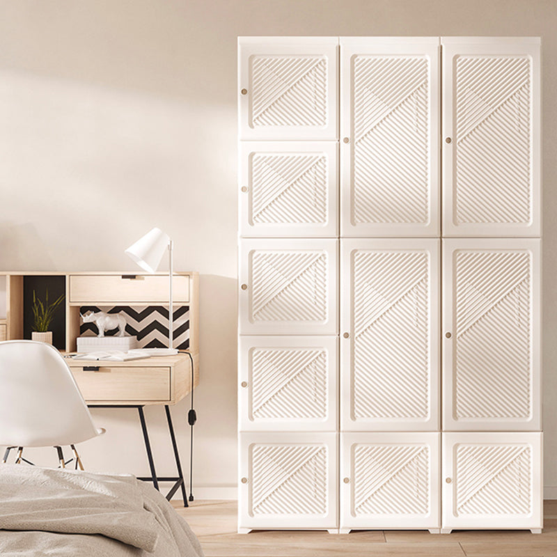 White Freestanding Plastic Wardrobe Foldable Wardrobe with Shelves