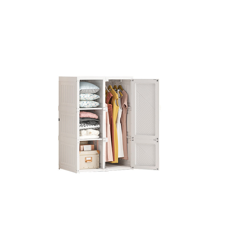 White Freestanding Plastic Wardrobe Foldable Wardrobe with Shelves
