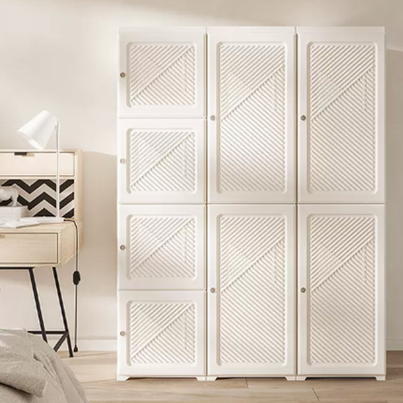 White Freestanding Plastic Wardrobe Foldable Wardrobe with Shelves