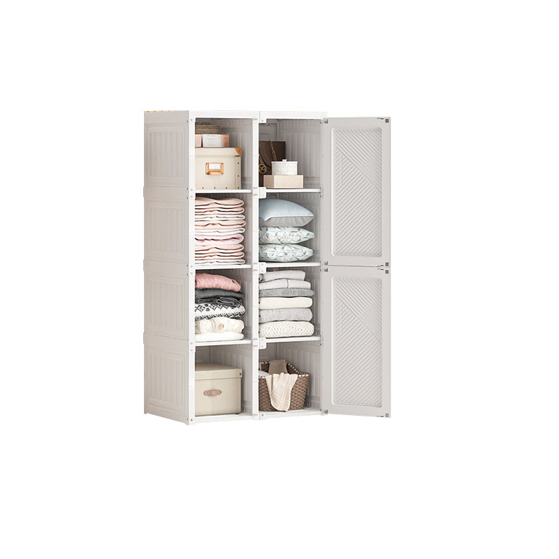 White Freestanding Plastic Wardrobe Foldable Wardrobe with Shelves